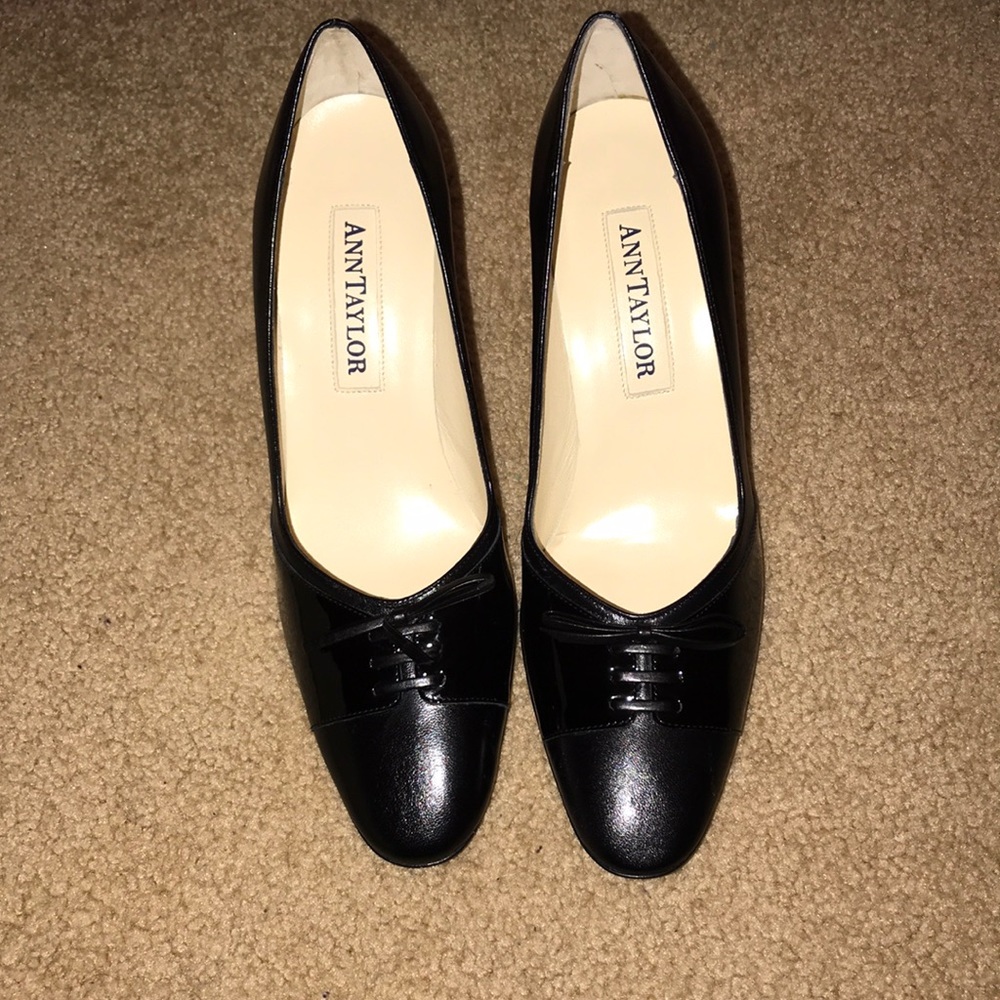 Black heels with lace up detailing on front